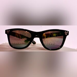 Black Disney Sunglasses with Silver Mickey Mouse Accents